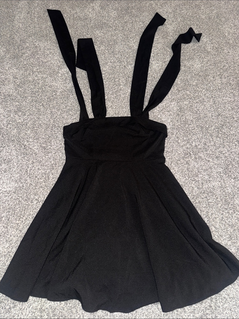 SHEIN Black Tie-Strap Skater Mini Dress